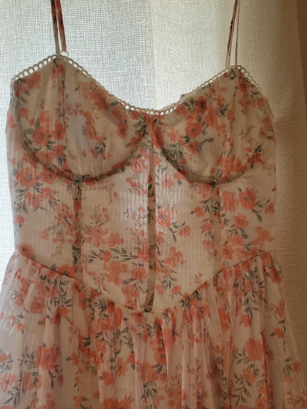 Sz LG Jessica Simpson White Dress with Coral Orange Floral Accents - Picture 2 of 11